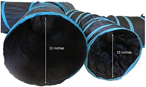 Feline Ruff Premium 4 Way Cat Tunnel. Extra Large 12 Inch Diameter and Extra Long. A Big Collapsible Play Toy. Wide Pet Tunnel Tube for Rabbits, Kittens, Large Cats, and Dogs.