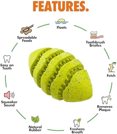 Max Fusion Spiro Football Dog Toy, XL, Yellow, Made with Nike Grind