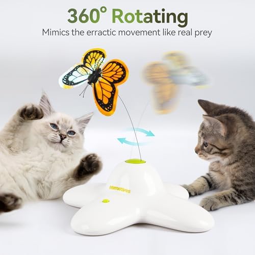 All for Paws Cat Toys Interactive Butterfly Flutter Bug Cat Automatic Toy Stimulating Kitty Toys Enrichment for Indoor Cats