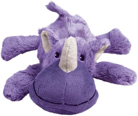 KONG Cozie Plush Dog Toys 2 Pack – Durable & Soft Squeaky Toys for Medium Dogs – Assorted Animal Characters (Rosie The Rhino)