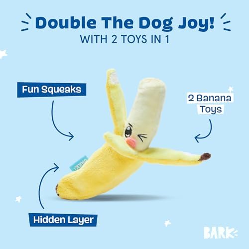 BarkBox Go Bananas 2-in-1 Interactive Plush Dog Toy