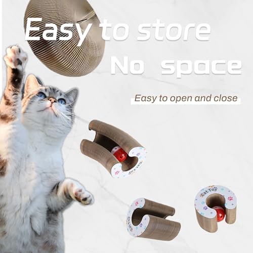 Kitty Curls Cat Toys Cat Scratching Board Toy with Ball Foldable Accordion Honeycomb Toy for Indoor Cats & Kittens, Twisty Paws cat Toy(1pcs)