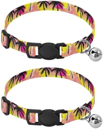 Black Palm Trees Watercolor Easy to Wear Dog Collar 2 Pack Collars for Cats