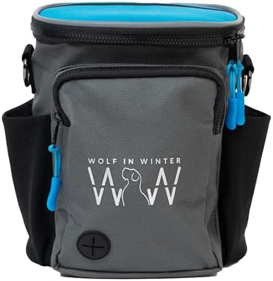 Multipurpose Pro Dog Treat Bag with Neoprene Split Top Dog Training Treat Pouch Bag with Shoulder Strap, Belt and Clip and Exterior Storage Pocket (Alpine Blue)
