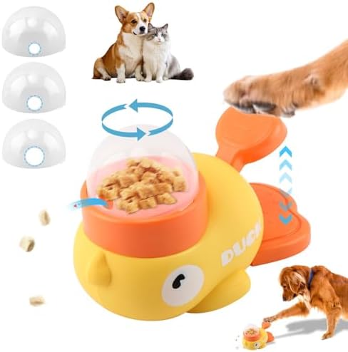 Interactive Treat Dispenser Toy for Dogs & Cats Duck-Shaped | Slow Feeder Food Puzzle, Adjustable Dispenser, IQ Training & Exercise, Small/Medium Pets