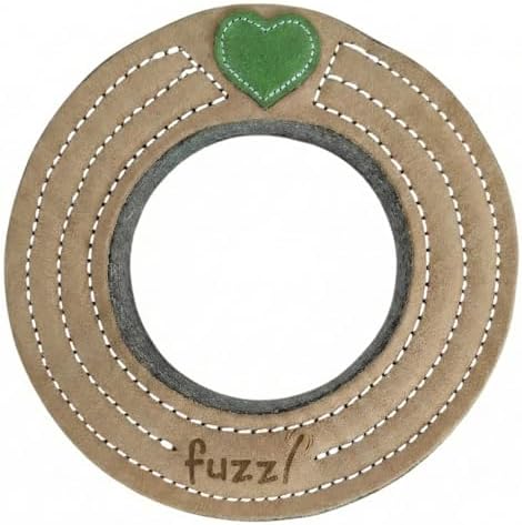 Fuzzl Eco Leather Ring Dog Toy 7" | Natural & Tough Chew Toy for Moderate Chewers | 100% Genuine Leather & Double Stitched | Eco-Friendly & Long Lasting for Dogs & Puppies | Non-Toxic & Squeaker-Free