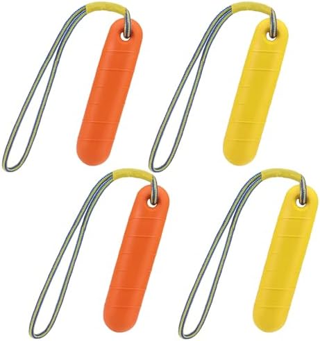 PUPTECK Interactive Dog Pool Toys Water Floating Toys Fetch Training Bumpers 4 Pack, Orange & Yellow