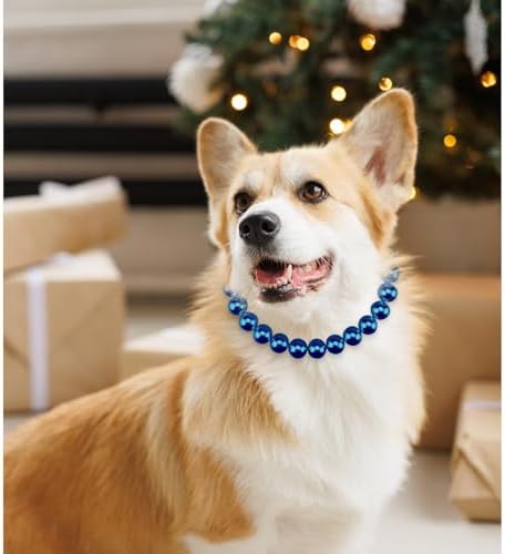 Chunky Pearl Dog Necklace (Beads 20mm),Elegant Classic Super Big Pearl Collar Necklace Accessories for Medium Large Dogs Occasions and Gatherings (Navy Blue, L(Neck Girth17''-18.5''))