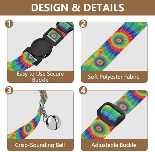 2 Pack Cats Collar Tie Dye Swirls Green Breakaway Cat Collars with Bell, Adjustable 10.6 to 17.1 Inches