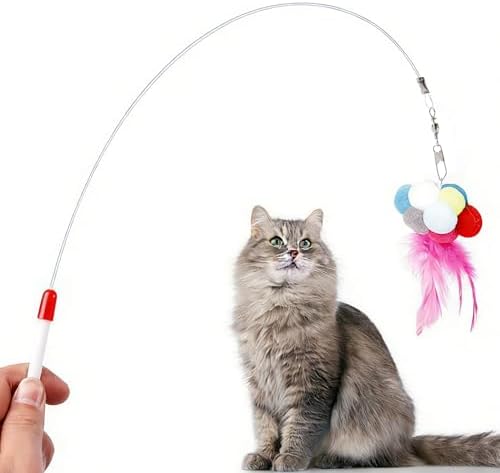 PAGOW 2pcs Replacement Strings for Cat Wand Toy, Chew-Proof Cat Toy Wire with Universal Lobster Clasps, 25.59 Inch Refill Cat Paracord Strings Replacement for Heavy Chewers - Clear