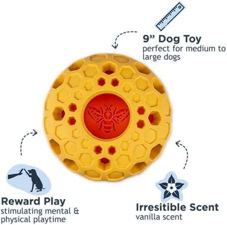 Tall Tails Natural Rubber Reward Interactive Dog Toy, Bee Hive