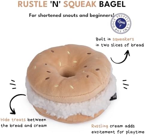 CHEWFFON Dog Squeaky Toy, Interactive Bagel Shape Puzzle Toy