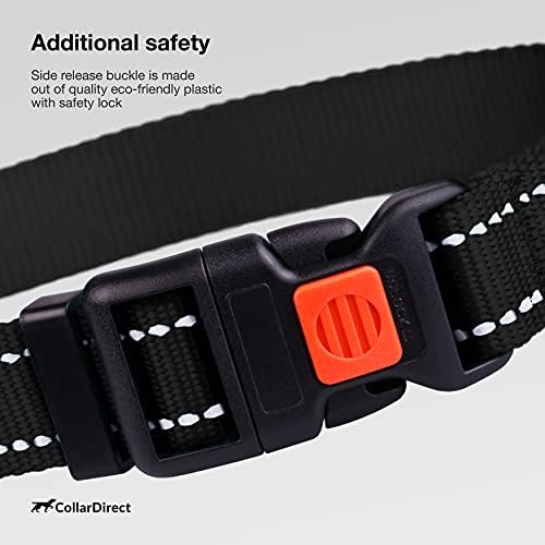 Reflective Dog Collar, Quick-Release Buckle (Black, 18-26 Inch)