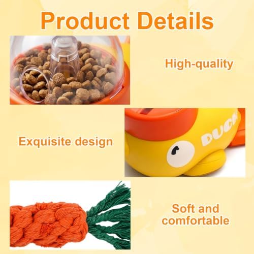 Duck Treat Dispenser for Cats and Small Dogs to Train Problem-Solving Skills,Carrot Rope,Engaging Playtime Activity for Dogs