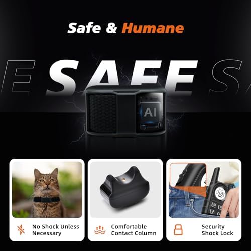 Tiniest Cat Shock Collar, Lightest Cat Training Collar with Remote for Small Cats 5-15lbs & Medium Large Cats/Puppies, Waterproof, Rechargeable, 1300ft Range (Black)