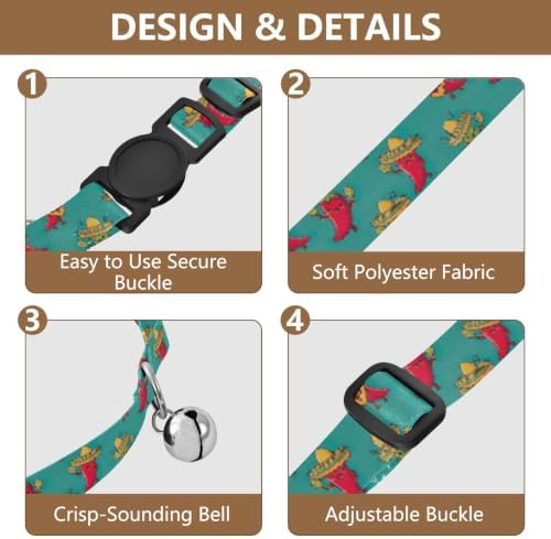 Cute Cartoon Red Green Chili Peppers Small Dog Collar 2 Pack for Puppy Adjustable 10.6 to 17.1 Inches