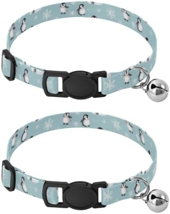 Cute Penguins Adjustable Buckle Small Dog Collar 2 Pack Collars for Puppies