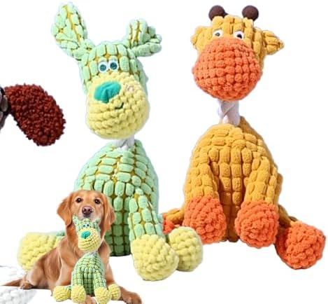 Eadwe 2026 New Dog Toys, Indestructible Plush Dog Toy, Dogs Toys for Aggressive Chewers, Dogs Squeaky Chew Toy for Indoor Pups Teething (I)