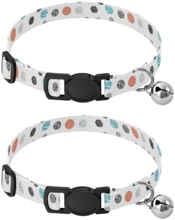 Colorful Circles Stripes Kitten Collar 2 Pack Adjustable Pet Collar 10.6 to 17.1 Inches