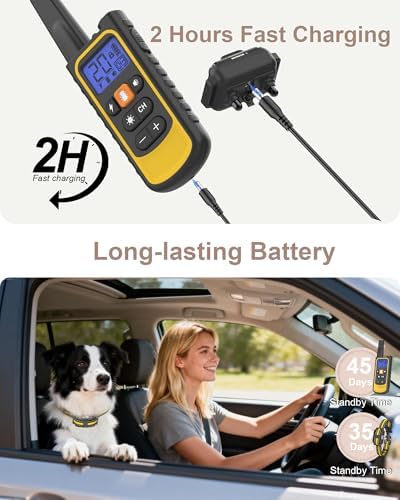 Dog Shock Collar with Remote Control for Small Medium Large Dogs, 3300FT Waterproof Rechargeable Dog Training Collar with 20 Adjustable Shock & Vibration Levels, Beep, LED Light & Safety Lock