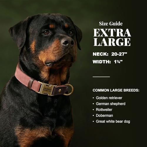 Personalized PU Leather Dog Collars,Quick Release Buckle,Pink,XL