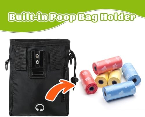Dog Treat Training Pouch, Dog Treat Pouch Puppy Treats Pouches 3 Ways to Wear for Pet Training with Multiple Pockets Built-in Poop Bag Dispenser