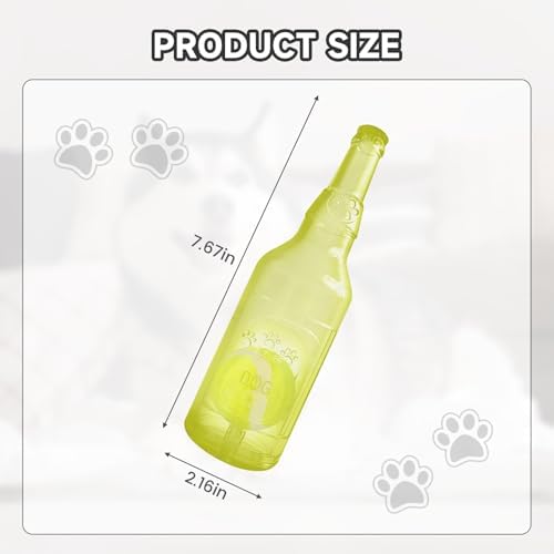 Water Bottle Dog Toy,Dog Toys for Aggressive Chewers,Water Bottle with Tennis Ball,Suitable for Small and Medium Pets to Exercise Outdoors(Yellow)