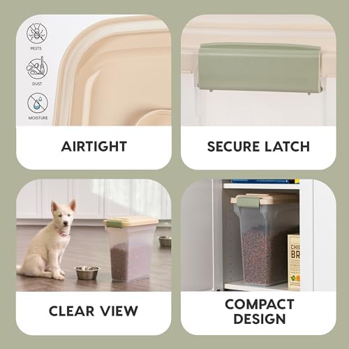 IRIS USA Dog Food Storage Container, Up to 13 lbs, Almond, Made in USA