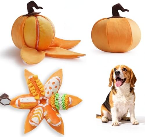Nocciola Halloween Pumpkin Dog Toys, Hide and Seek Snuffle Plush Dog Toy for Small Dogs, Puppy Squeaky Toy with Crinkle Papers for Boredom