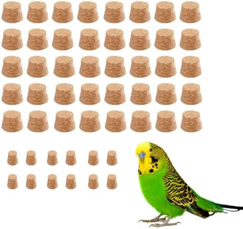 52 Detachable Corks for Bird Chew Toys - 40 Large & 12 Small Natural Cork Parts, Relieve Boredom & Anxiety, Foraging Toys, for Parakeet, Cockatiel, Conure, Budgie, Lovebird