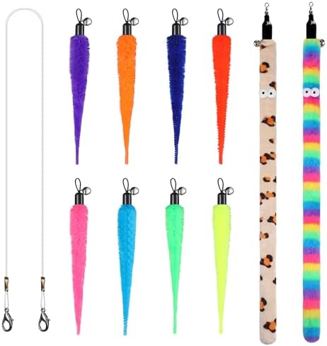 10Pcs Cat Fishing Pole Toy Attachments and 1PC Black String