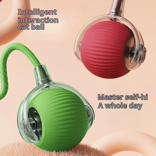 New 3Pack Automatic Rolling Cat Ball Toys - Interactive 360° Kitten Play Toy for Indoor Cats (Red, Grey, Green)
