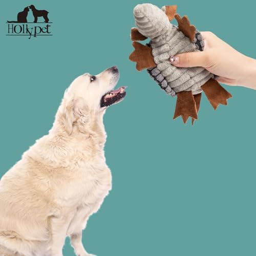 Hollypet Armadillo Squeaky Puppy Dog Toys for Small Medium Dogs, 6"