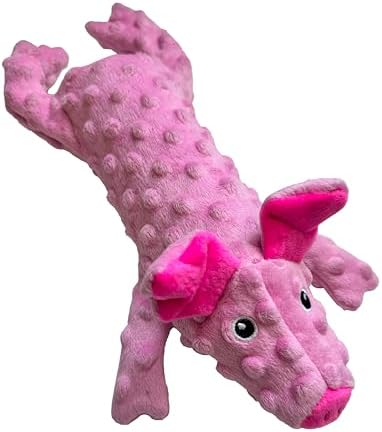 SPOT Skinneeez Extreme Stuffers Pig - Stuffing Free Dog Toy With Squeaker & Rip Stop Mesh Lining for Durability- Insert Plastic Bottle for Extra Crunch, For Small to Medium Puppies & Dogs - 14in