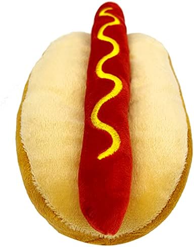 NCAA Michigan Wolverines HOT Dog Plush Dog & CAT Squeak Toy- Cutest HOT-Dog Snack Plush Toy for Dogs & Cats with Inner Squeaker & Beautiful Football/Basketball Team Name/Logo