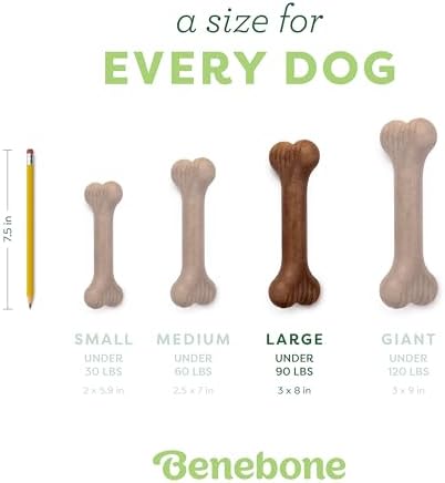 Benebone Bone Dog Chew Toy for Aggressive Chewers, Real Bacon, Large