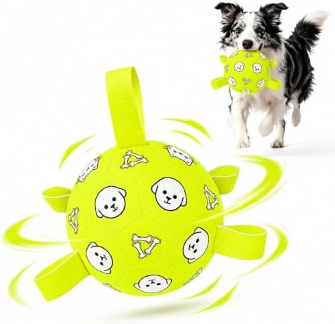 Dog Soccer Ball with Straps, 6 Inch Jolly Ball for Medium Dogs