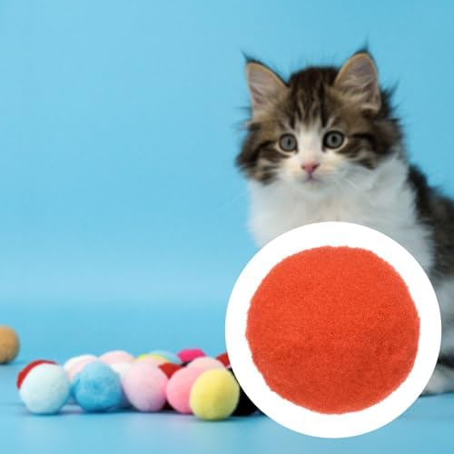 Cat Toy Pom Ball, Interactive Cat Ball Toys Fuzzy Pompoms (Plush, 1.2Inch, 30Pcs, Orange Red) for Kittens Pet Enrichment Training Play Indoor