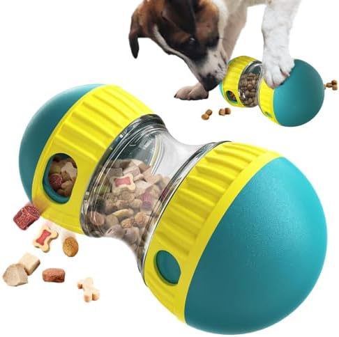 Interactive Food Puzzles Ball for Dogs, Adjustable Treat Dispensing Dog Puzzles Feeder Slow Feeding to Keep Them Busy,Stimulating Dog Toys Suitable Mediu and Larger Dogs（XL Blue）