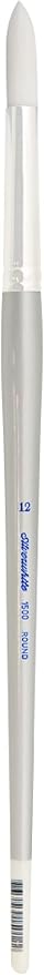 Silver Brush Limited 1500 Silverwhite Round Brush, Watercolor, Acrylics, Gouache, or Oil Brush, Size 12, Long Handle