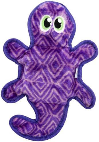 Outward Hound Durablez Medium Gecko Stuffing-Free Squeaky Plush Dog Toy for Puppies & Dogs - Interactive, Soft Yet Tough, No Mess, Jumbo Squeaker, Long-Lasting Play, 14 inch, Purple