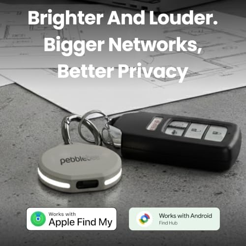 Pebblebee Clip 5 Bluetooth Tracker Tag for Keys & Bags, 130dB Siren | Alt to Air Tag & Android Trackers | LED Strobe, 12-Mo Battery, Alert Safety Mode