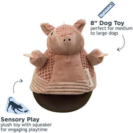 Tall Tails Interactive Wobbling Weighted Base Plush Dog Toy - Active Dog Toy that Plays Back!, Armadillo