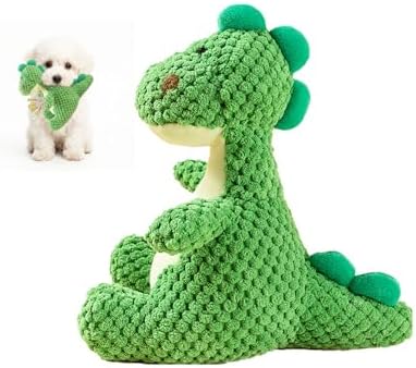 Squeaky Dinosaur Plush Toy for Small Medium Dogs, Textured Chew Toys for Teething Puppies, Fun Interactive Dog Toys for Boredom Relief and Mental Stimulation