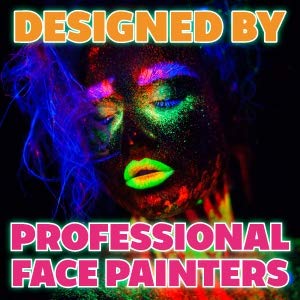 Kraze FX Dome Stroke - Neon Daze (25 gm), Water Activated, Professional UV Glow Blacklight Reactive Face and Body Painting Rainbow Cakes, Hypoallergenic, Safe, 1-Stroke Split Cake