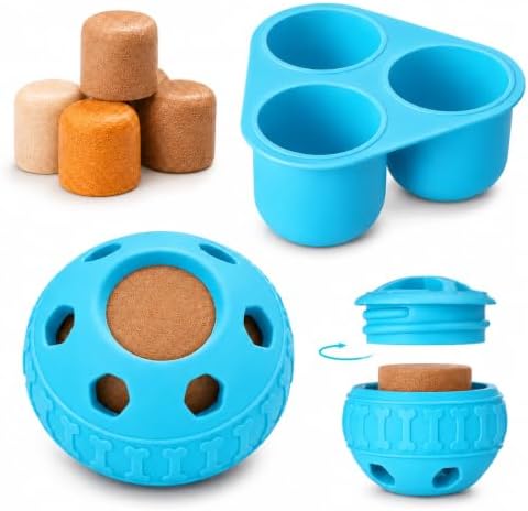 Frozen Treat Dog Toy Set with Freezer Tray, Interactive Rubber Chew Toy, Treat Ball Holder for Licking & Chewing, Dog Enrichment Toy to Keep Dogs Busy (Blue)