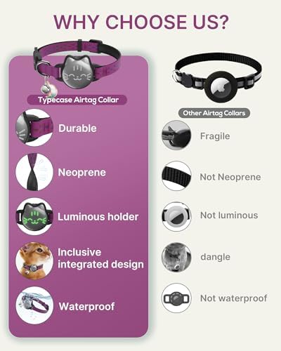 Airtag Cat Collar, Breakaway with Luminous & Reflective Fish Pattern, Lightweight Kitten Collar for Apple AirTag, Hidden GPS Tracker Holder
