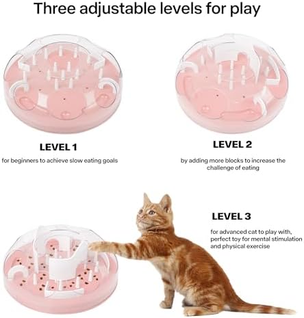 Pet Prime Cat Puzzle Feeder Interactive Enrichment Toys for Indoor Cats Slow Feeder Food Treat Puzzle Cat Stimulation Toys Pink