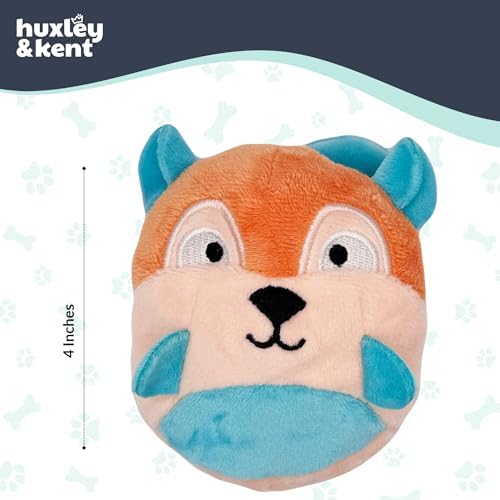 Huxley & Kent Funny Dog Toy w/Squeaker – Power Plush Squeaky Dog Toys for Small Dogs – Durable Small Stuffed Animal for Indoor Play & Fetch - Tiny Tuff Nutty Buddy