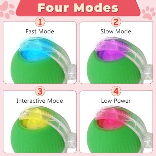 3pcs Smart Interactive Pet Toy Ball, Self Rolling Dog Ball Interactive Cat Toys, 360° Smart Automatic Rolling Ball Toy for Dogs Cats Indoor Outdoor Play (Red&Green&Grey)